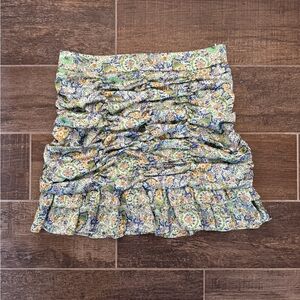 Zara Silky Print Ruffled Skirt